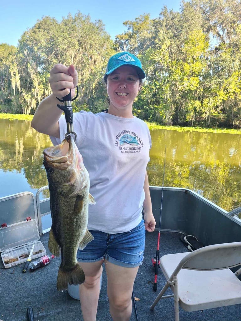 Woman holding a monster fish